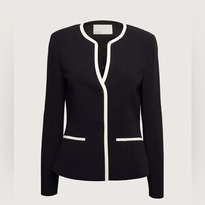 Best seller OAK + FORT CONTRAST TRIM BUTTON FRONT COLLARLESS BLAZER